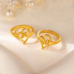 Personalizada de Oro de la vendimia de corte de diamante inclinado anillo de la letra del corazón con la inicial delicada joyería de cumpleaños regalo de aniversario para las mujeres