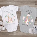Personnalisé 100% coton Our First Mother's Day Flower Ring Rabbit Cartoon Style Baby Onesie with Name Gift for Mother New Born