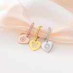 Pendientes personalizados en forma de corazón retro con circonita Día de la Madre Aniversario Cumpleaños Regalo para ella
