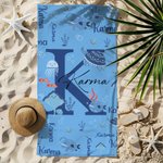 Toalla de playa de gran tamaño de secado rápido con iniciales de animales marinos personalizada Accesorios de viaje Vacaciones de verano Regalo de cumpleaños para la familia Amigos Niños