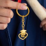 Personalized Zircon Heart-Shaped Graduation Cap Keychain with Name Charm Graduation Souvenir Backpack Accessories Gift for Graduates Classmates