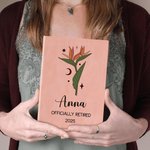 Personalized Zodiac Birth Flower A5 Leather Notebook with 100 Lined Pages and Name Retirement New Beginning Gift for Retirees Colleagues