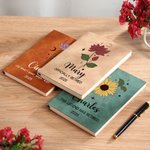 Personalized Zodiac Birth Flower A5 Leather Notebook with 100 Lined Pages and Name Retirement New Beginning Gift for Retirees Colleagues