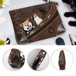 Personalisierte Vintage Cartoon 1-5 Hunde Katzen Lederhandtasche mit Reißverschluss Brieftasche mit Namen tragbare Clutch Tasche Geburtstagsgeschenk für Tierliebhaber Besitzer