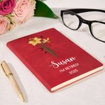 Personalized Zodiac Birth Flower A5 Leather Notebook with 100 Lined Pages and Name Retirement New Beginning Gift for Retirees Colleagues