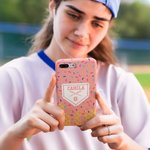 Personligt dubbellagrat mobilskal för iPhone med namn och nummer Födelsedagspresent för basebollälskare - Ice Cream Cone Drip Baseball
