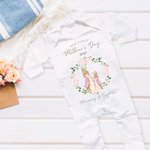 Personnalisé 100% coton Our First Mother's Day Flower Ring Rabbit Cartoon Style Baby Onesie with Name Gift for Mother New Born