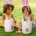 Personalisierte niedliche Hase Frohe Ostern anfängliche Design wiederverwendbare Hasenohren Korb mit Namen Party Gunst Ostern Jagd Geburtstag Geschenk für Kinder Familie