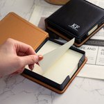 Personalised PU Leather Sticky Note Holder with Text and Initial School Office Supplies Teacher's Day Gift for Educator Nurse Librarian