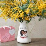 Personalisierte Cartoon Mama und Kind Geburt Blume Keramikvase mit Namen Muttertag Geburtstag Home Decor Geschenk für Mama Oma