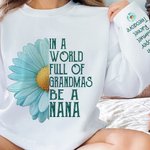 Personalized Multicolor 1-16 Names Light Blue Chrysanthemum Soft Crew Neck T-shirt Sweatshirt with Title Birthday Mother's Day Gift for Grandma