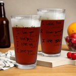 Gepersonaliseerd 1-6 Handgeschreven Tekst Ontwerp 16 oz Helder Bierglas met Naam en Leeftijd Vaderdag Verjaardagscadeau voor Papa Opa Bierliefhebber