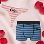 Set di biancheria intima di coppia traspirante con nome e testo Luna di miele, viaggio di nozze e regalo per uomini e donne.
