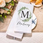 Personalisiertes Super Saugfähiges Kranz Waffel Serviette Handtuch mit Initiale Namen Datum Tischdeko Jahrestag Hochzeit Geschenk für Freunde Familie