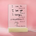 Luz nocturna LED con diseño de letra manuscrita personalizada para 1-6 niños con base de madera con nombre y edad Decoración para el hogar Regalo de cumpleaños para el Día de la Madre para la familia