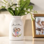 Personalisierte Cartoon Mama und Kind Geburt Blume Keramikvase mit Namen Muttertag Geburtstag Home Decor Geschenk für Mama Oma
