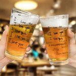 Gepersonaliseerd 1-6 Handgeschreven Tekst Ontwerp 16 oz Helder Bierglas met Naam en Leeftijd Vaderdag Verjaardagscadeau voor Papa Opa Bierliefhebber