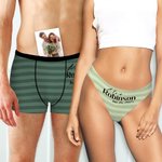 Set di biancheria intima di coppia traspirante con nome e testo Luna di miele, viaggio di nozze e regalo per uomini e donne.