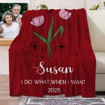 Personalizada Flor del Zodiaco Suave manta con nombre y texto Decoración del hogar Jubilación Nuevo comienzo Regalo para jubilados Colegas