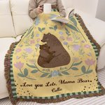 Personlig blommig kramande björn tofs mjuk kasta filt med namn heminredning mors dag födelsedagspresent till mamma mormor