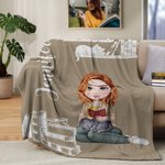 Manta blanda con nombre para regalo de cumpleaños para mujer amante de la lectura, con tema de libro personalizado.