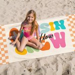 Personalized Multicolor Plaid Cousin Crew Quick Dry Oversized Beach Towel with Name Summer Travel Holiday Essential Birthday Gift for Family Kids