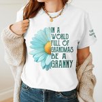 Personalized Multicolor 1-16 Names Light Blue Chrysanthemum Soft Crew Neck T-shirt Sweatshirt with Title Birthday Mother's Day Gift for Grandma