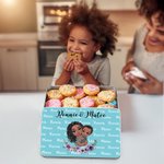 Personalisierte Cartoon Mama und Kind Geburt Blume Lebensmittelqualität Keks Aufbewahrungsdose mit Namen Geburtstag Muttertag Geschenk für Mama Oma Backen Liebhaber