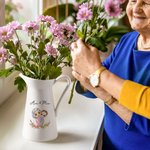 Personalisierte Cartoon Mama und Kind Geburt Blume Keramikvase mit Namen Muttertag Geburtstag Home Decor Geschenk für Mama Oma