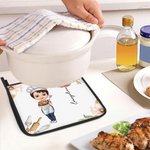 Juego de guantes aislantes y agarraderas personalizados con el nombre de la madre para cocinar Regalo de cumpleaños del Día de la Madre para la abuela, la mamá y la amante de la cocina