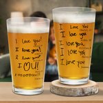 Gepersonaliseerd 1-6 Handgeschreven Tekst Ontwerp 16 oz Helder Bierglas met Naam en Leeftijd Vaderdag Verjaardagscadeau voor Papa Opa Bierliefhebber