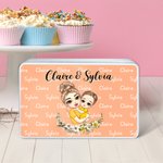 Personalisierte Cartoon Mama und Kind Geburt Blume Lebensmittelqualität Keks Aufbewahrungsdose mit Namen Geburtstag Muttertag Geschenk für Mama Oma Backen Liebhaber