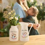 Personalisierte Cartoon Mama und Kind Geburt Blume Keramikvase mit Namen Muttertag Geburtstag Home Decor Geschenk für Mama Oma