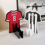 Personligt headsetstativ med nummer och namn för kontroller i Jersey-form Speltillbehör Skrivbordsdekor Fars dag Födelsedagspresent för bollspelsälskare