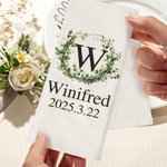 Personalized Wreath Initial Super Absorbent Waffle Towel with Name and Date Desk Decor Anniversary Wedding Gift for Friend Family