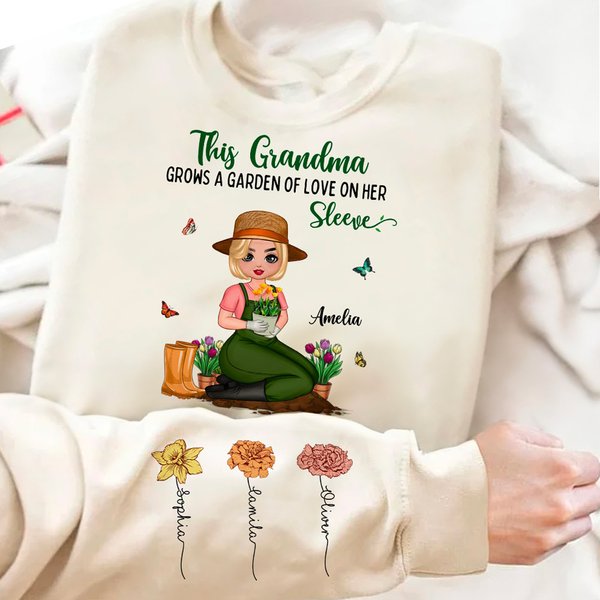 Spersonalizowana Wielokolorowa Miękka Koszulka Mom's Garden Bluza z Tytułem i Kwiatami Urodzinowymi 1-12 Urodziny Dzień Matki Prezent dla Mamy Babci
