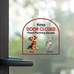 Personalized Keep Door Closed 1-4 3D Cartoon Pets Waterproof Window Door Decal Sticker with Name Birthday Housewarming Gift for Dog Cat Lovers