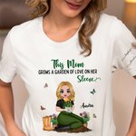 Personalized Multicolor Mom's Garden Soft T-shirt Sweatshirt with Title and 1-12 Birth Flowers Birthday Mother's Day Appreciation Gift for Mom Grandma
