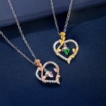 Personligt Dainty Grad Cap Zircon Rose Heart-halsband med födelsesten Alla hjärtans dag Graduation Födelsedagspresent för kvinnor Graduates