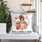 Gepersonaliseerd hart krans cartoon mama en 1-2 kinderen zacht kussenhoes met namen Home Decor Moederdag cadeau voor mama
