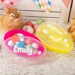 Personalized Polka Design Jumbo Easter Egg with Name Basket Filler Candy Box Gift for Kids
