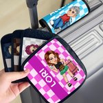 Personalised Y2K Style Cartoon Character Luggage Handle Wrap with Name Set of 2 Travel Accessories Birthday Gift for Travel Lovers