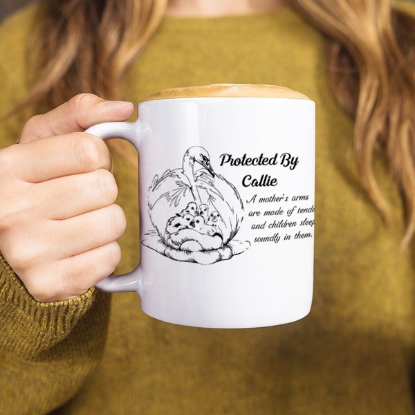 Personalised Swan Mother Warm Quote Ceramic Mug with Name Mother's Day Birthday Gift for Mom Grandma