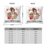 Gepersonaliseerd hart krans cartoon mama en 1-2 kinderen zacht kussenhoes met namen Home Decor Moederdag cadeau voor mama