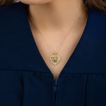 Personligt Dainty Grad Cap Zircon Rose Heart-halsband med födelsesten Alla hjärtans dag Graduation Födelsedagspresent för kvinnor Graduates