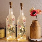 Personalized Holding Hands 1-12 Birth Flowers LED Night Light Bottle Lamp with Names Home Decor Mother's Day Gift for Grandmom Mom