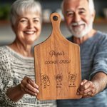 Personalised Cute 1-8 Names Biscuit Family Reversible Cheese Charcuterie Chopping Board with Grip Made in USA Mother's Day Gift for Grandma Mom