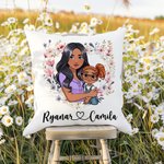 Gepersonaliseerd hart krans cartoon mama en 1-2 kinderen zacht kussenhoes met namen Home Decor Moederdag cadeau voor mama