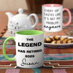 Personalised Multicolour Floral Retirement Themed 11 oz 15 oz Ceramic Mug with Name and Year Retirement Gift for Friend Family