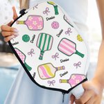 Personalized Colourful Coquette Bow Pickleball Paddle Cover with Name Sports Accessory Birthday Gift for Pickleball Enthusiasts